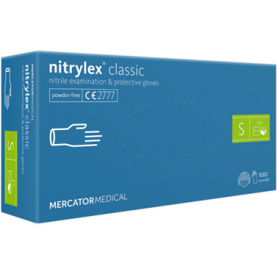 Nitrila Cimdi, nepūderēti «Nitrylex», zilā krāsā, S 100gb